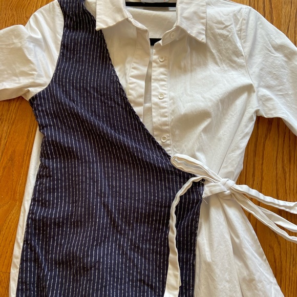 Knee length button down wrap, dress linen material - Picture 4 of 5